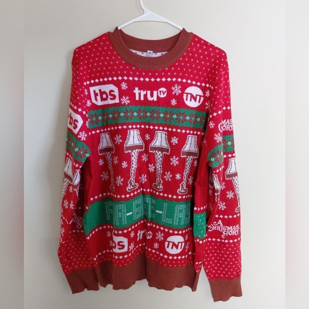 A Christmas Story TBS TBT TruTV Promo Ugly Christmas Sweater Sz Large NWOT